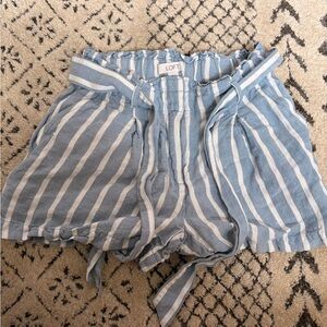 LOFT High Waist Shorts with Blue and White Stripes
